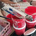Contractors are using a special tape tool to finish drywall faster