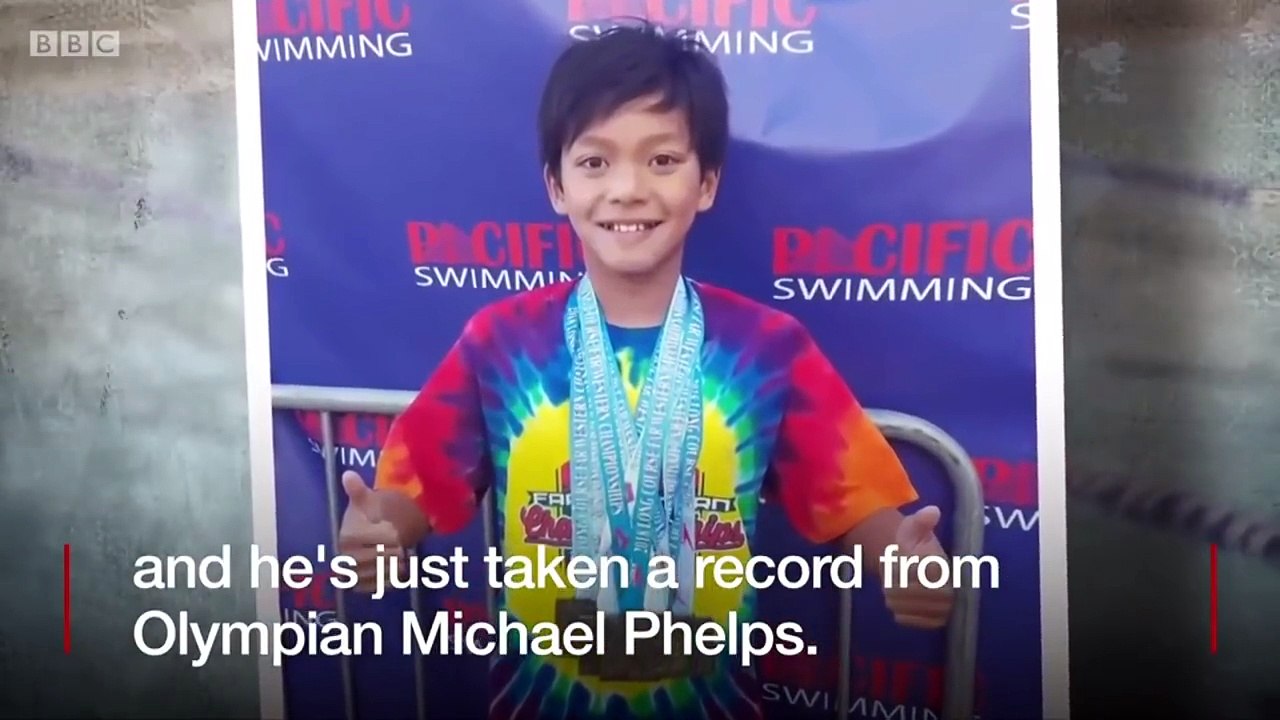 10-year-old swimmer beats Phelps' record - BBC News