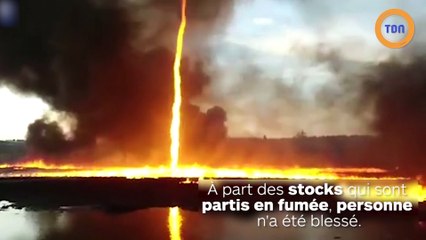 Une tornade de feu gigantesque incendie une usine à plastique !