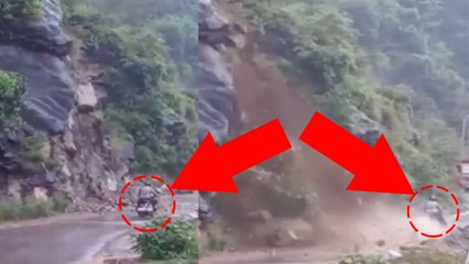 Landslide में बाल- बाल बचा स्कूटर सवार, 1 सेकेंड की देरी होती तो मौत हो जाती | वनइंडिया हिन्दी
