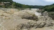 Caravan washed down river amid heavy floods in south of France