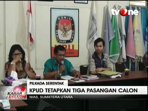KPUD Nias Tetapkan 3 Pasangan Calon Bupati dan Wakil Bupati