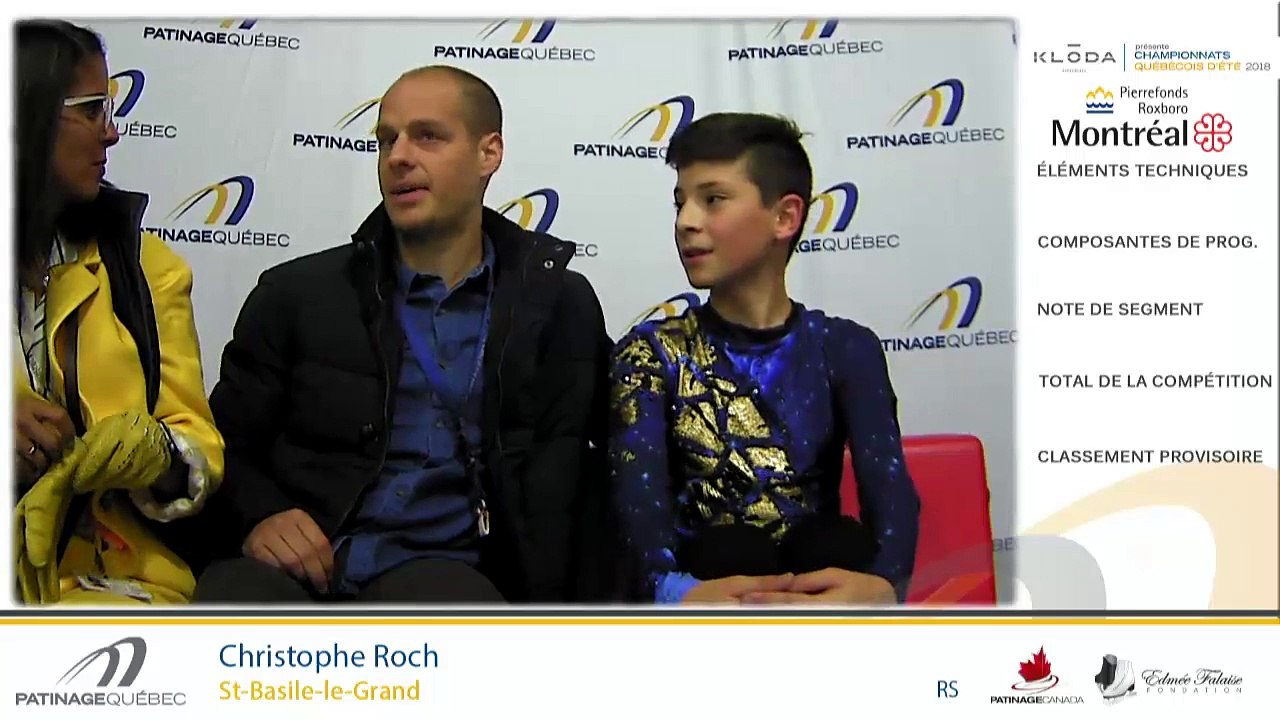 Championnats québécois d'été 2018 Eve. 10 Pré-Novice Messieurs prog. Libre échauffement 2 + Eve 11 Junior Couple prog. Court échauffement 1-2