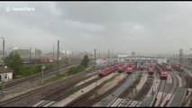 Storm tears roof off station in Germany