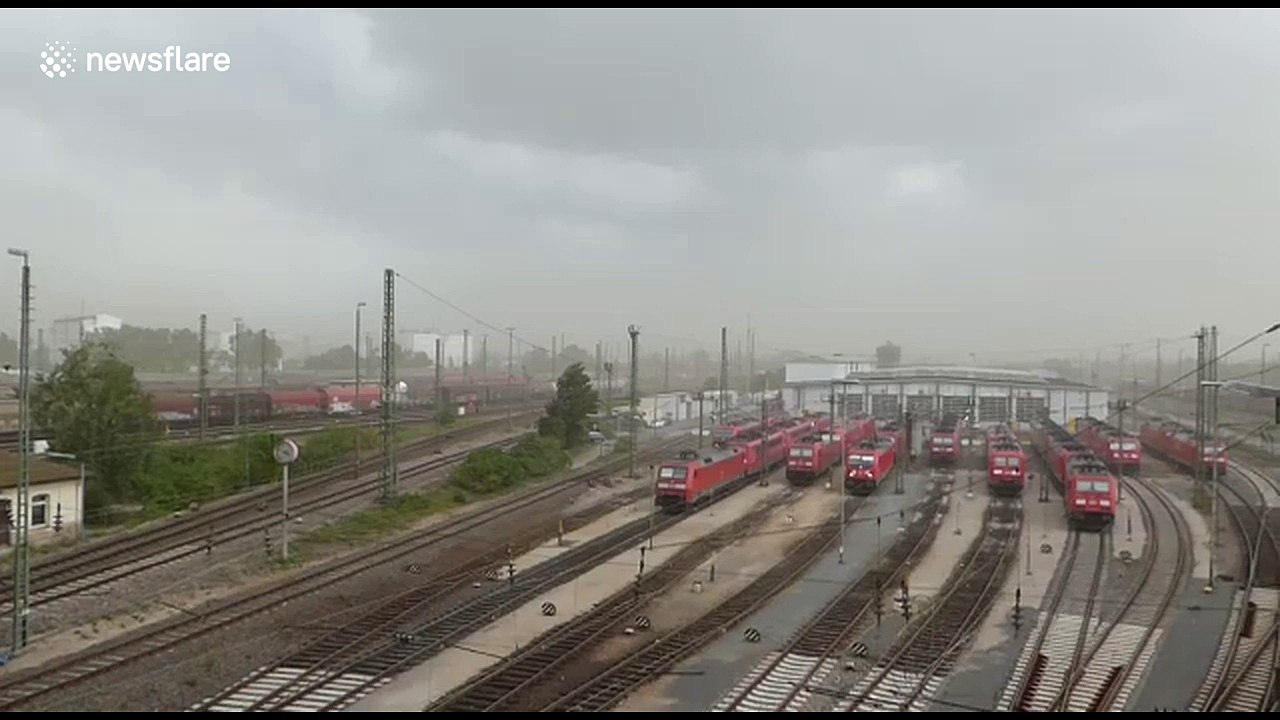 Storm tears roof off station in Germany
