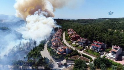 Mudanya'daki orman yangını havadan görüntülendi