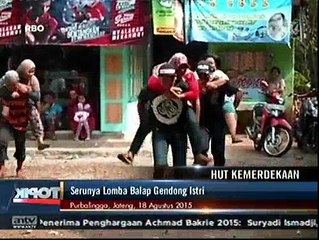 Serunya Lomba Balap Gendong Istri