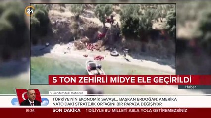 Midye yüklü tekne tespit edildi