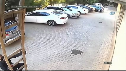 Örümcek adam gibi hırsız güvenlik kameralarına yakalandı