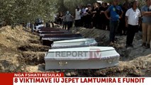 Report TV - Ceremonia, i jepet lamtumira e fundit 8 viktimave të masakrës në Selenicë