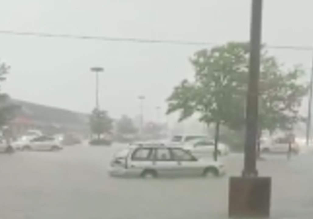 Parking Lot Under Water in Boardman as Flash Floods Swamp East Ohio