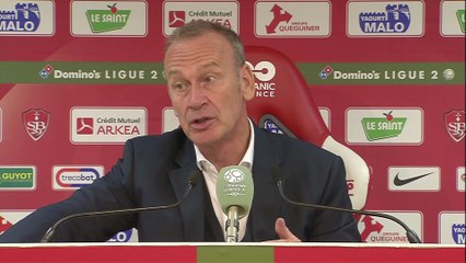 Réaction de Jean-Marc Furlan et Mecha Bazdarevic après Stade Brestois 29 - Paris FC