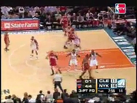 LeBron James dribbles through his legs before going baseline