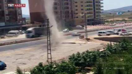 Kamyon şoförü hortumun içinden geçti