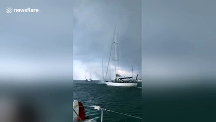 Twister hits yachts anchored off Spanish island