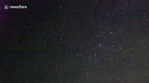 Spectacular green Perseid meteors streak across night sky