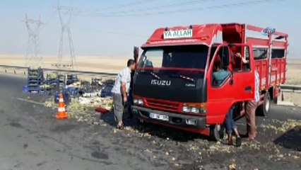 - Devrilen araçtaki üzüm ve incirler çevre yoluna savruldu