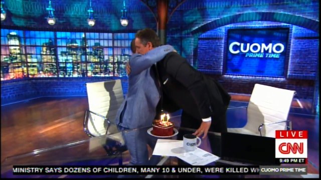 Don Lemon surprised Chris Cuomo with a Birthday Cake. #ChrisCuomo #DonLemon #HappyBirthdayChrisCuomo