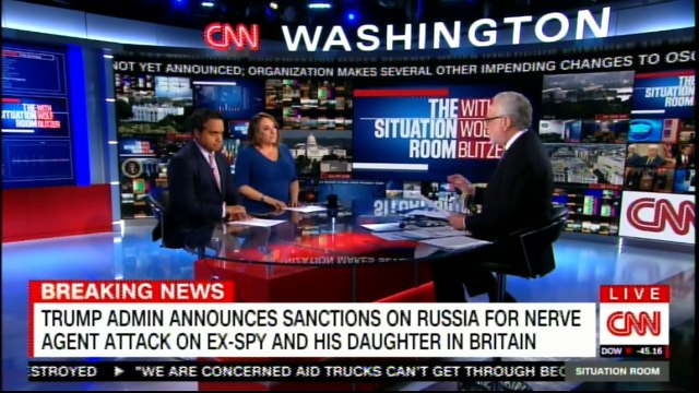 Panel on Donald Trump announces sanctions on Russia for nerve agent attack on Ex-Spy and his daughter in Britain. #DonaldTrump #Breaking #Russia #WolfBlitzer #News #BreakingNews