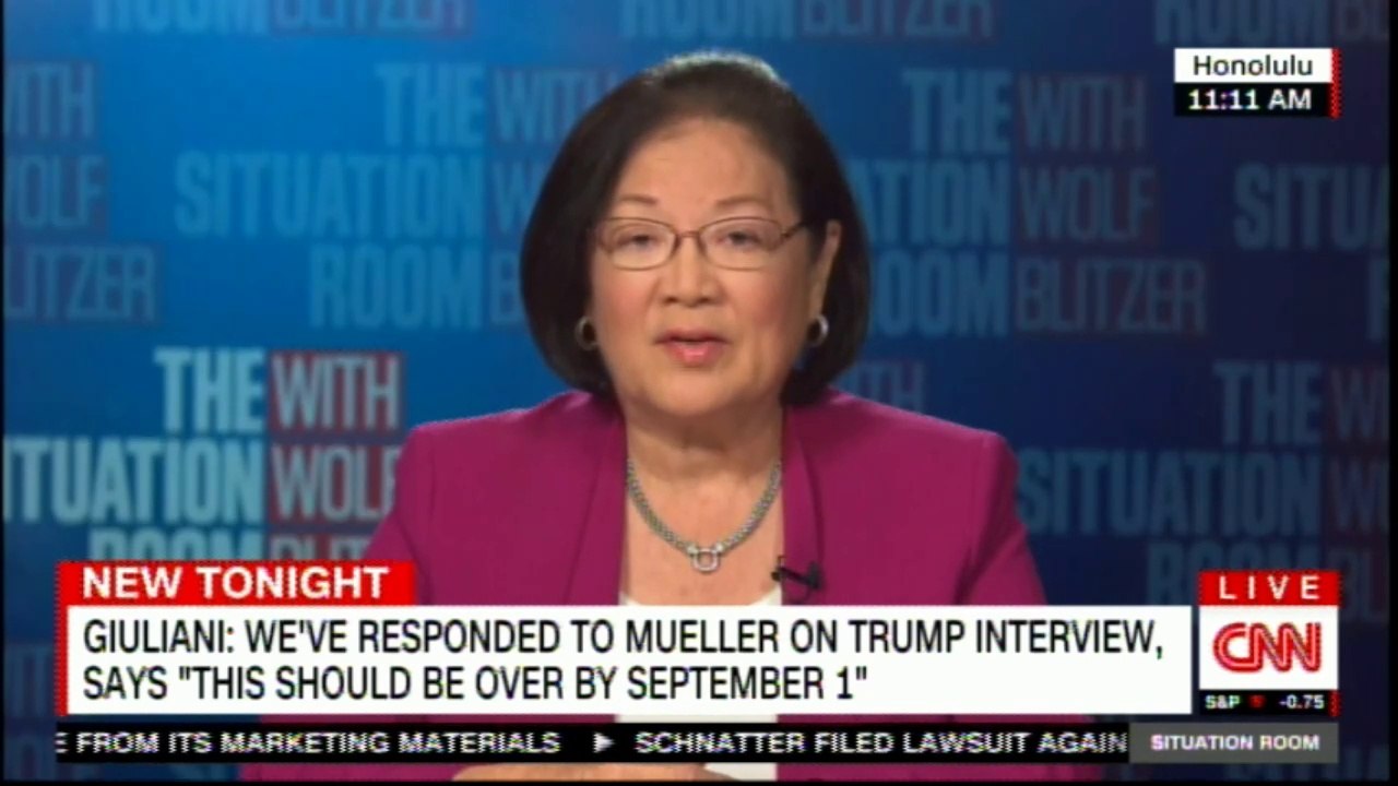 Sen. Mazie Hirono on Giuliani: We've responded to Mueller on Donald Trump interview, says "This should be over by september 1" @maziehirono #RudyGiuliani #breaking #News