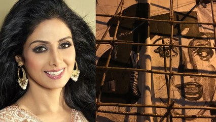 Sridevi's 18 feet mural painting creating by Art Project । FilmiBeat