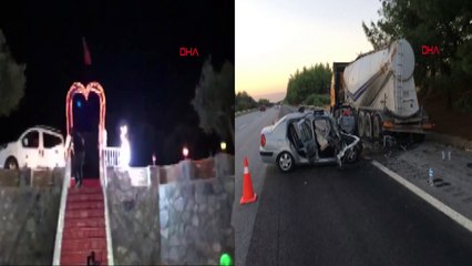 Balayı yolundaki kazada gelin öldü,  geriye bu görüntüler kaldı