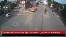 Çanakkale Otomobilin Karpuz Tezgahına Çarpma Anı Kamerada