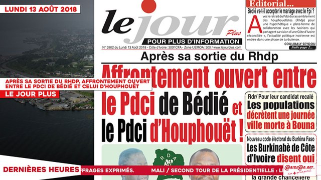 Le Titrologue du 13 Août 2018 : Après sa sortie du RHDP, Affrontement ouvert entre le PDCI de Bédié et celui d'Houphouët