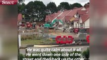 Parasını alamayan inşaatçı kepçeyle 5 evi yıktı
