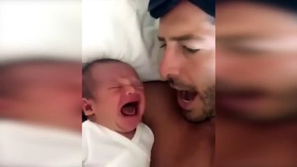L'improbable technique de ce papa pour que son bébé arrête de pleurer.
