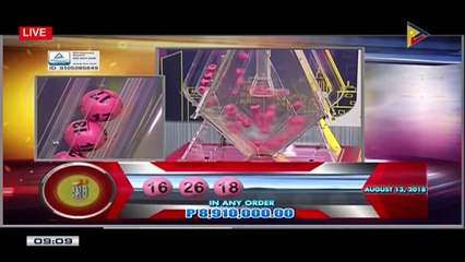 PCSO 9 PM Lotto Draw, August 13, 2018