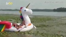 See Cops Save These Women Stranded On A Massive Unicorn Float