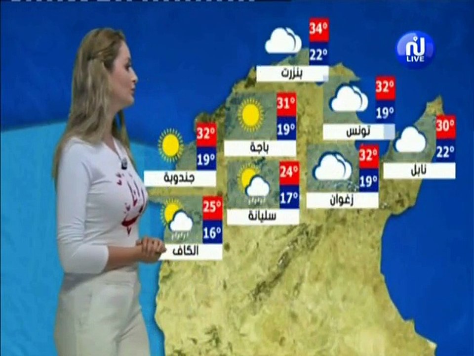 النشرة الجوية المسائية ليوم الإثنين 13 أوت 2018...