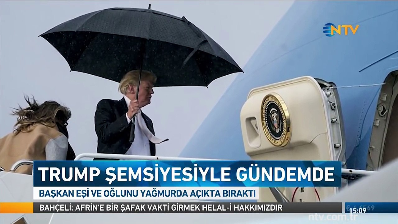 ABD Başkanı Trump, şemsiyesiyle gündemde