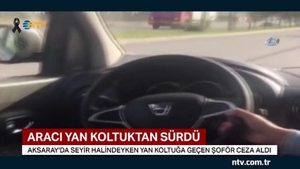 100 km hızla giden aracı yan koltuktan sürdü