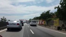 Report TV - Trafik i rënduar në autostradën Tiranë-Durrës, shkak një aksident