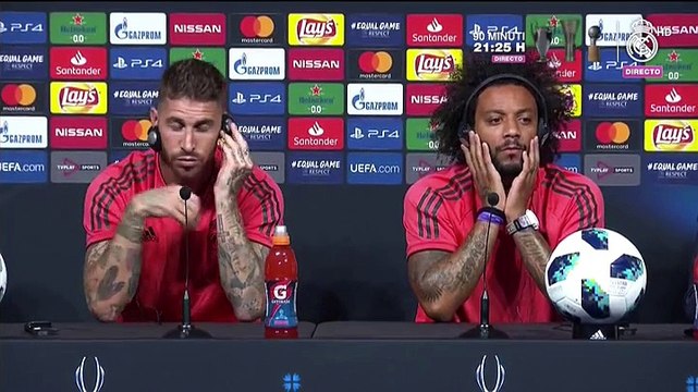 Sergio Ramos y Marcelo, en rueda de prensa antes de la Supercopa de Europa