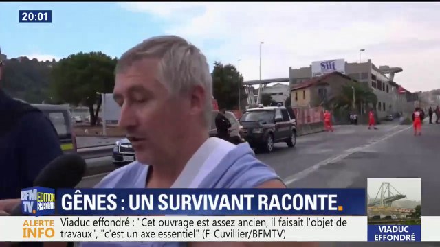 J'ai entendu un grondement et je me suis envolé , un survivant du viaduc de Gênes raconte