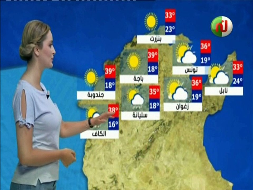 النشرة الجوية المسائية ليوم الثلاثاء 14 أوت 201...