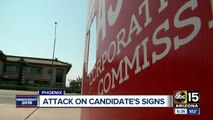 Security camera catches man vandalizing campaign signs to create vulgar words