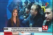 Vecinos de La Victoria no conocen propuestas de sus candidatos