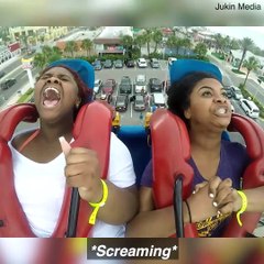 These people have a complete breakdown on this slingshot ride!