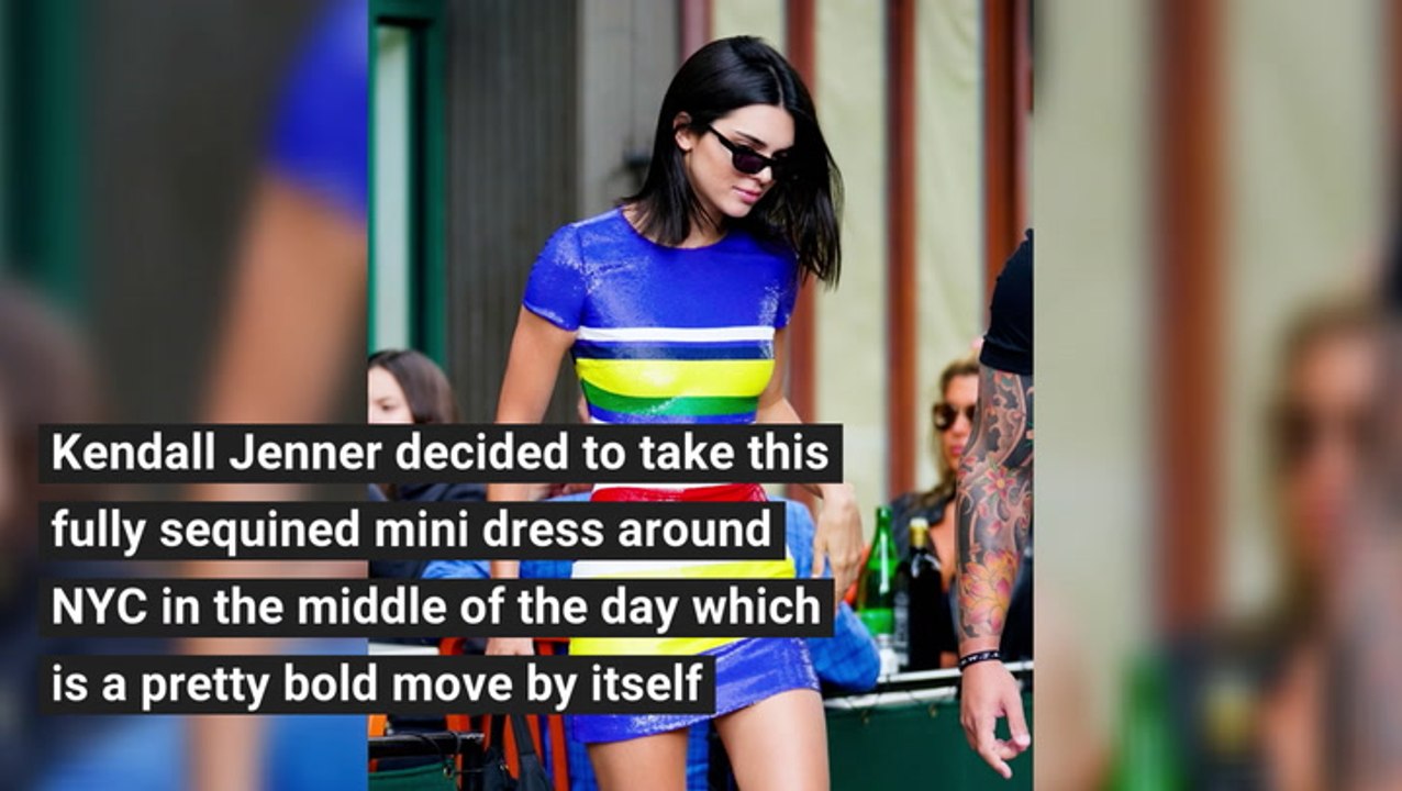 Stop Everything  Kendall Jenner Paired A Sequined Dress With Sneakers