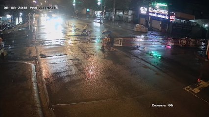 Scooter Slams Railroad Barrier