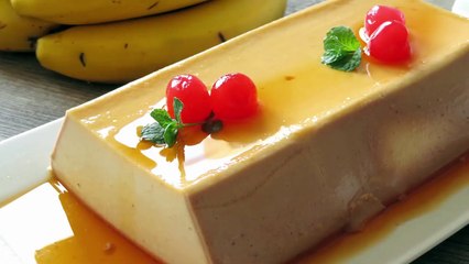 Flan de plátano (banana)  sin huevos, sin horno. Fácil y rápido de hacer
