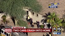Two cars crash into home in Glendale