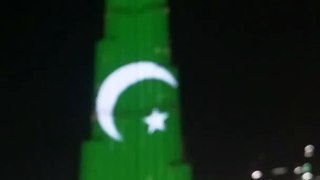 Burj Khalifa Light up with Pakistan Flag  On 14 August 2018 Independent Day Of Pakistan