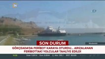 Gökçeada'da feribot karaya oturdu