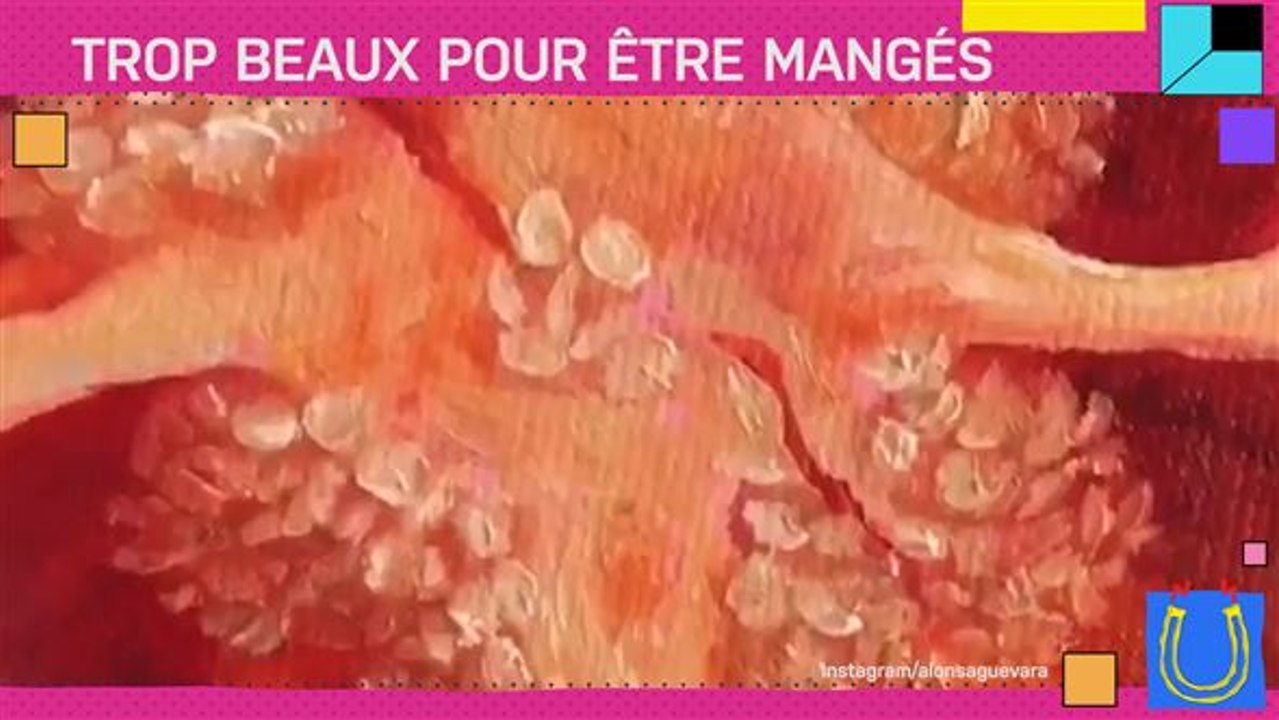 Compilation de peintures hyperréalistes de fruits