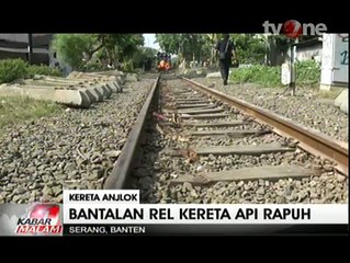 Bantalan Rel Rapuh, Kereta Pengangkut Barang Anjlok di Serang